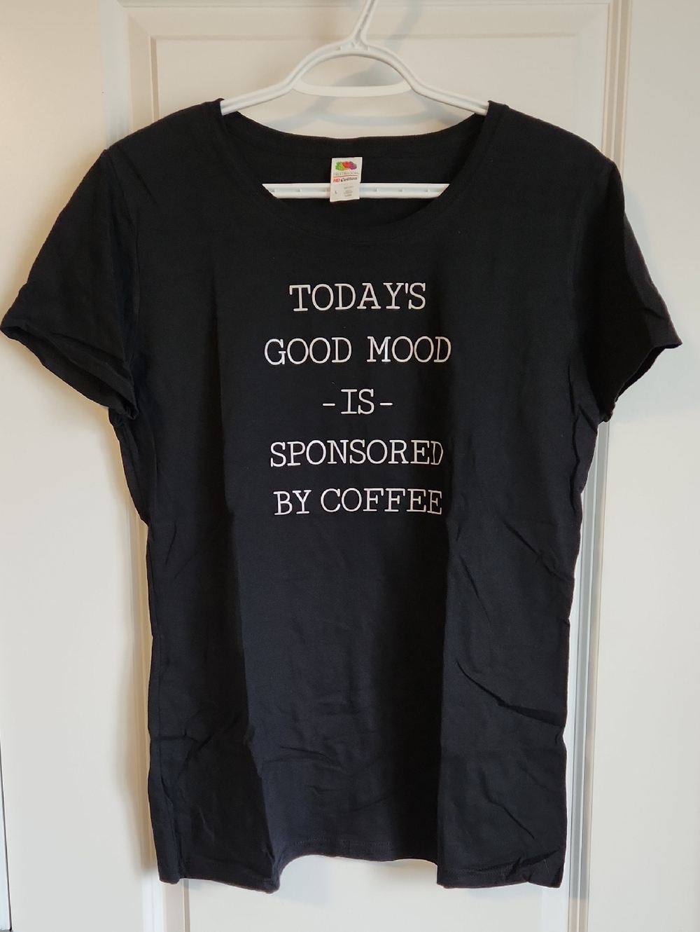 Black Graphic Tee - "Today's Good Mood Is Sponsored By Coffee"